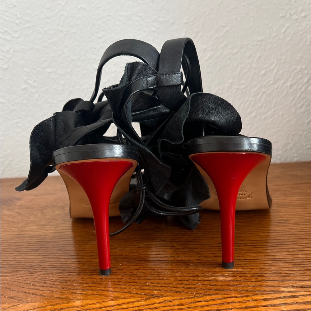 Isabel Marant Black Ruffle Lace-Up Sandals - Picture 4 of 7
